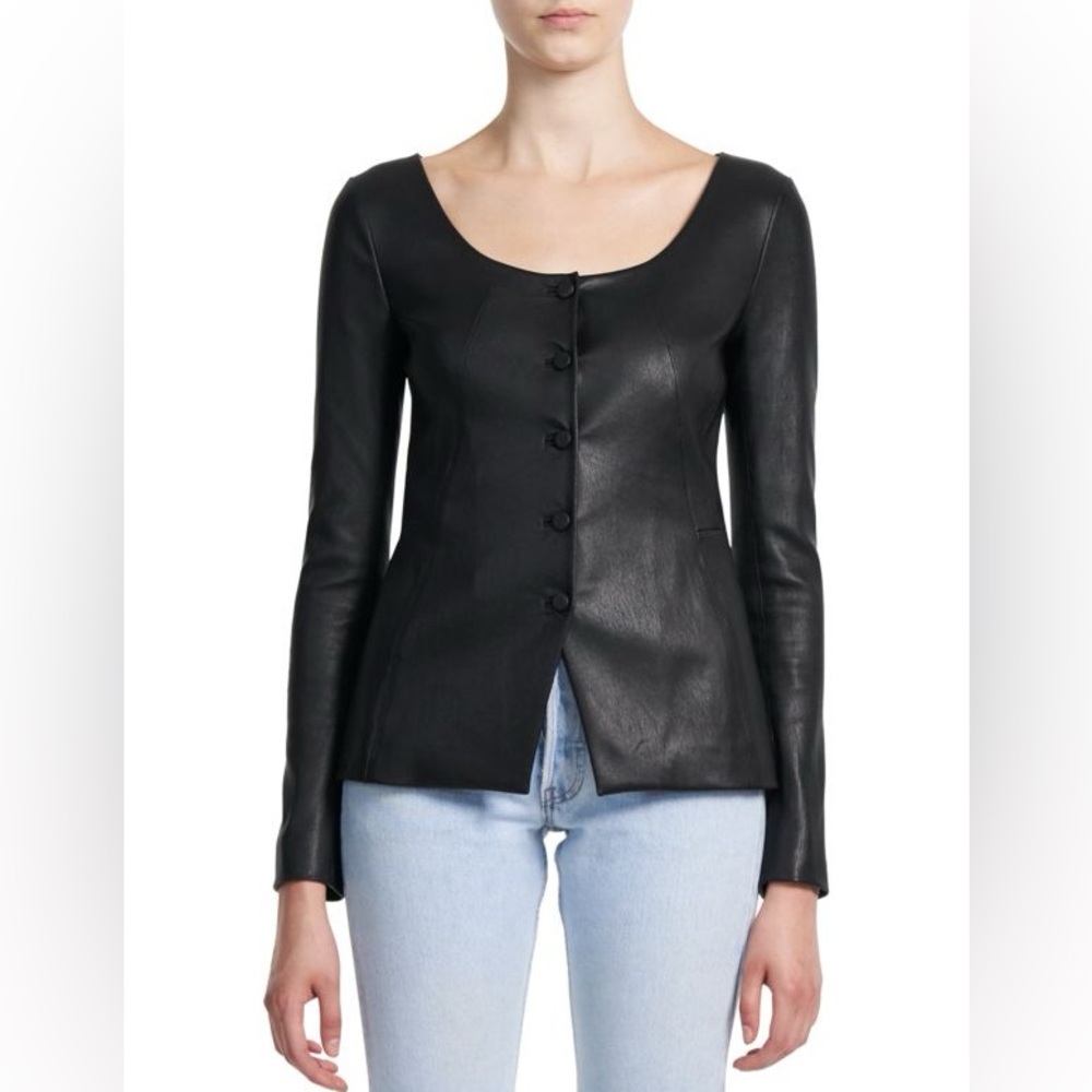 THEORY Bristol Leather Scoopneck Jacket NWT sz 4